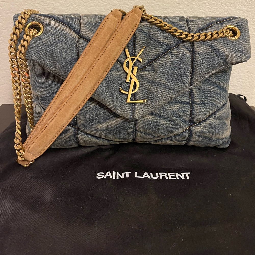YSL Small Denim LouLou Puffer Saint Laurent